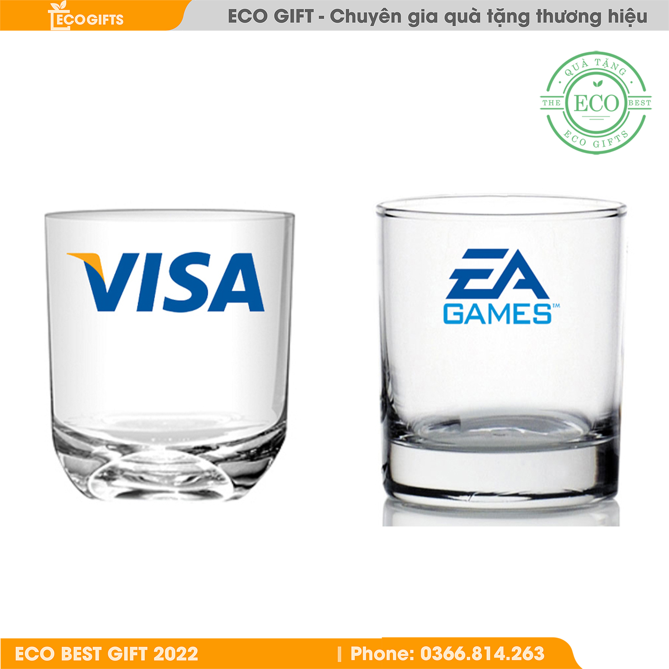 Bộ cốc thủy tinh in logo doanh nghiệp EC-10007